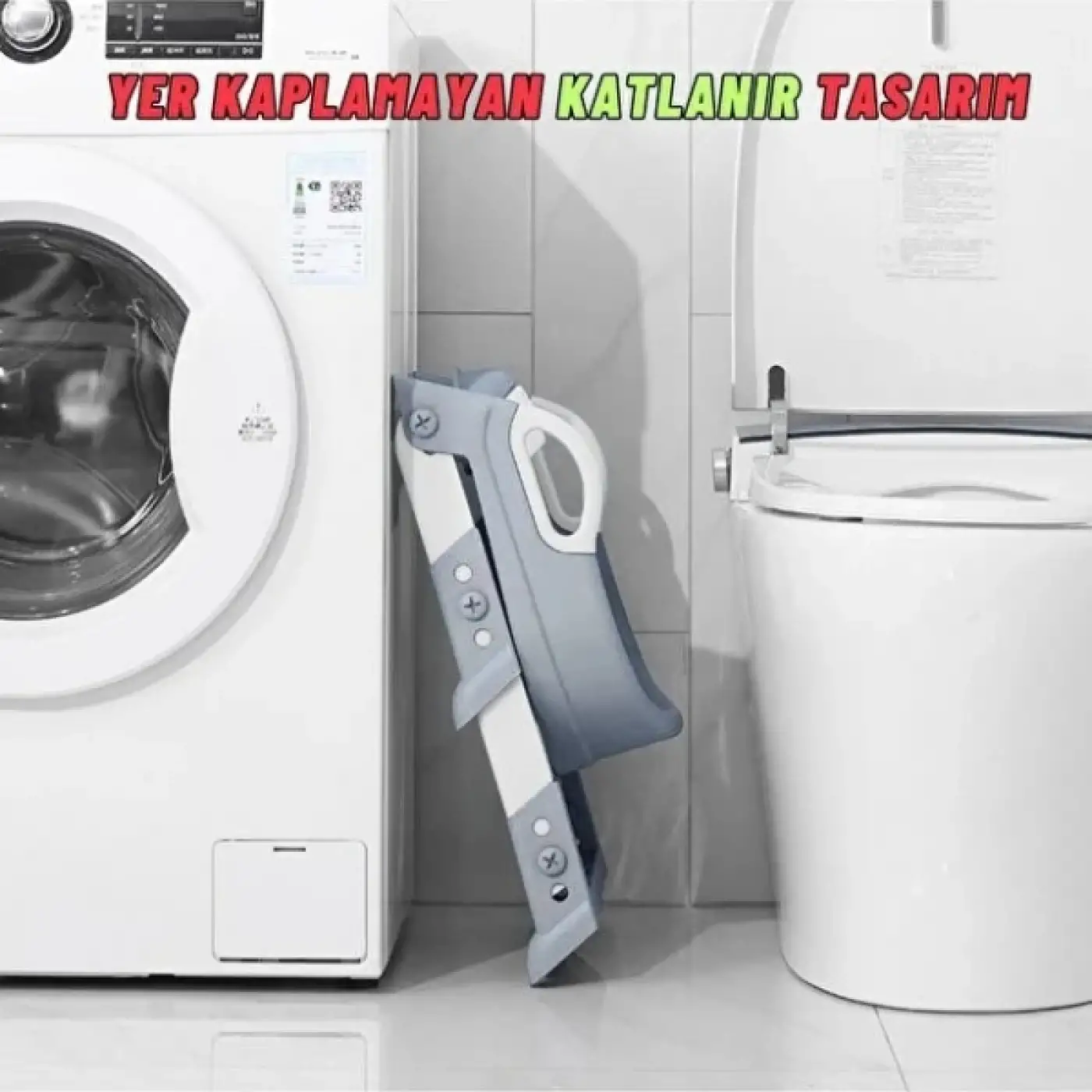 Gri Merdivenli Çocuk Klozet Tuvalet Eğitimi Atı