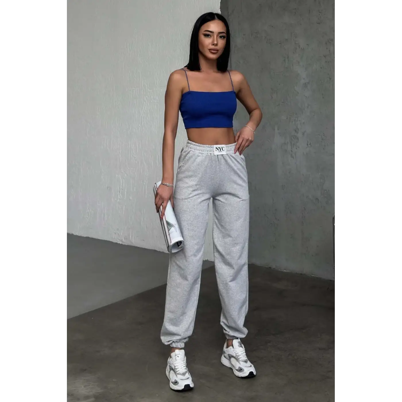 Rahatlığın Şıklığı Tarz Gri Paçası Lastikli Eşofman Altı