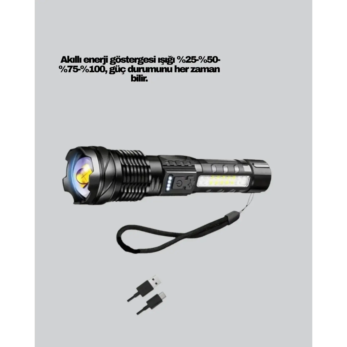 Güçlü LED El Feneri Şarj Edilebilir Çok Modlu