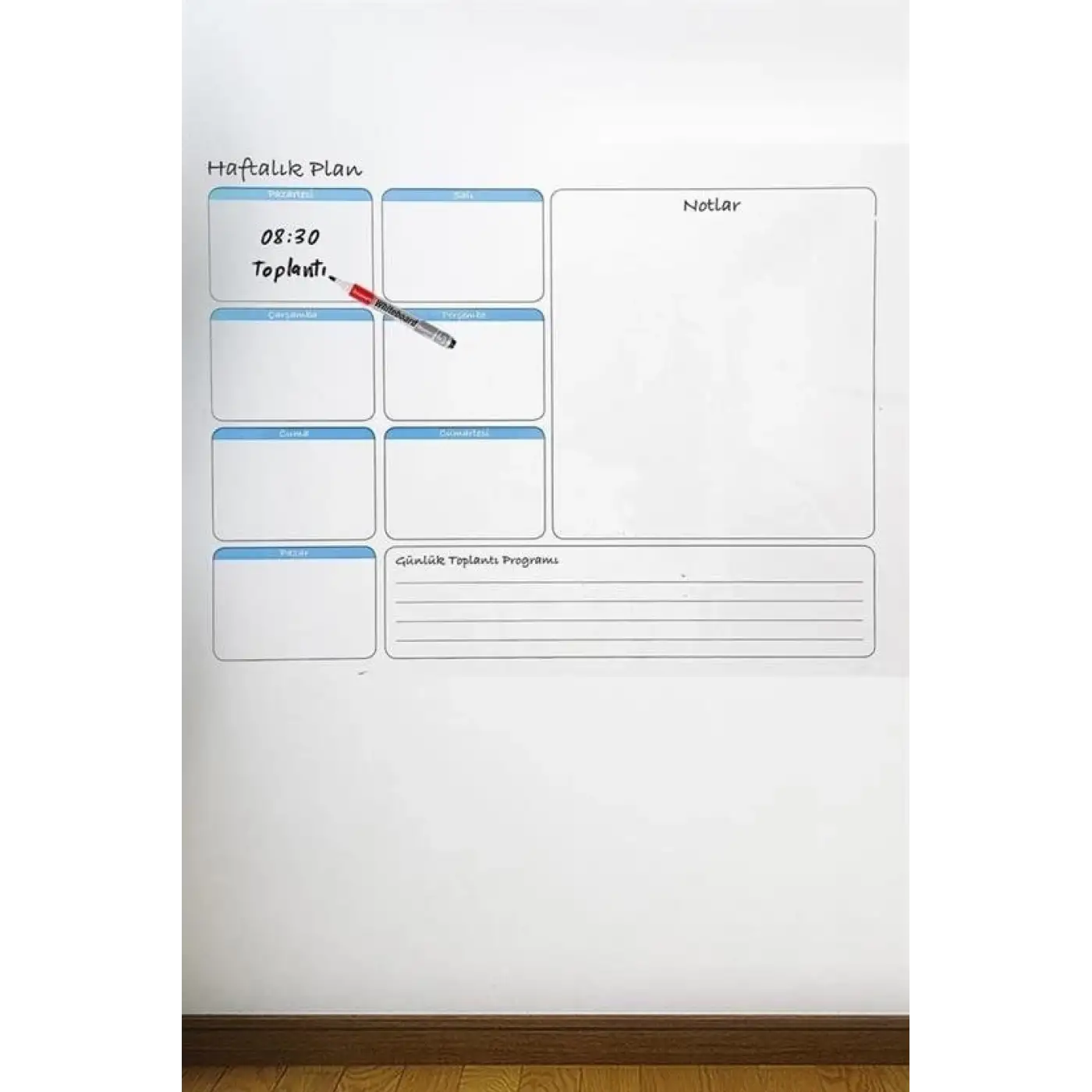 Haftalık Planlayıcı Manyetik Duvar Stickerı Takvim 100 Cm X 60 Cm