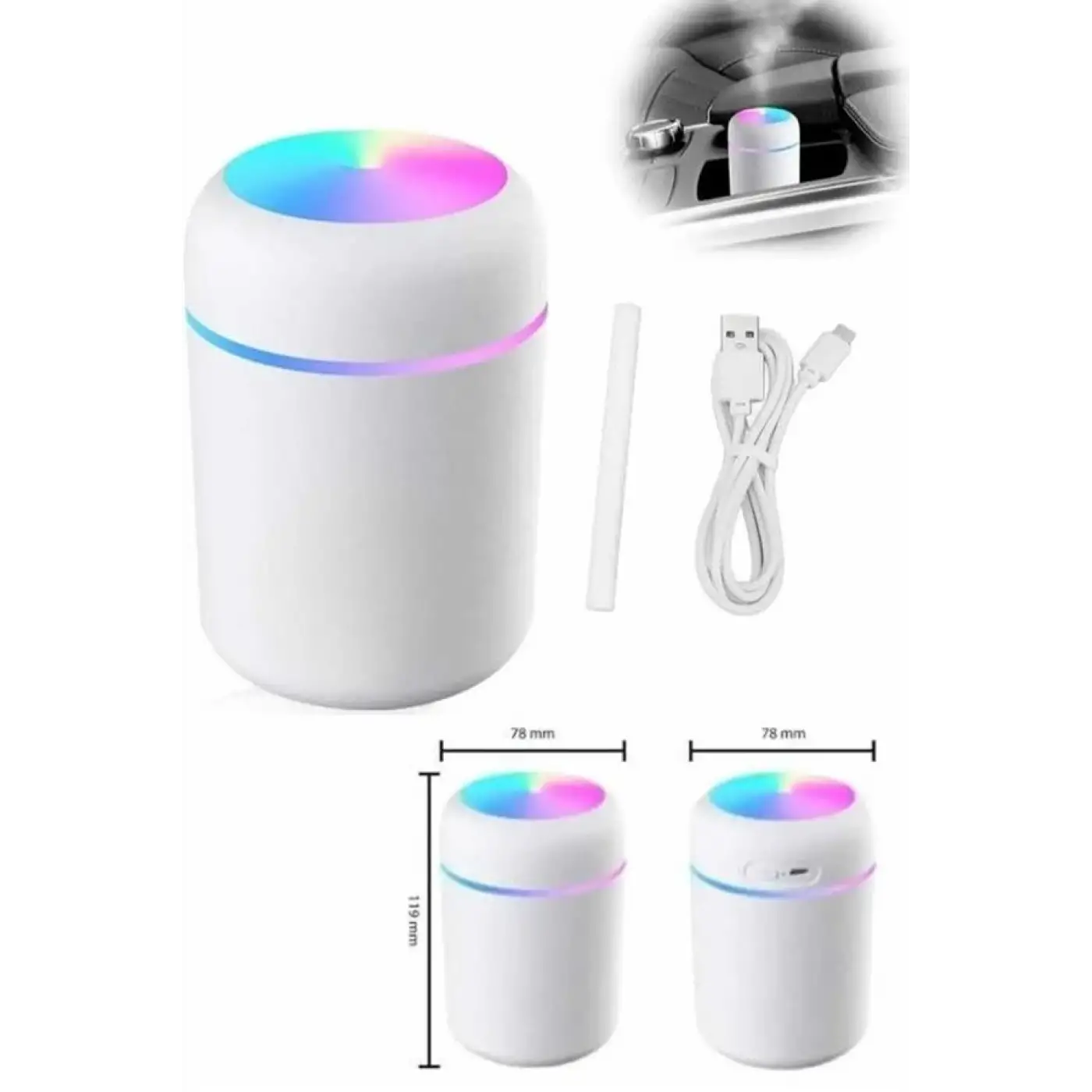 Hava Nemlendirici Buhar Makinesi Led Işıklı USB Dekoratif Nemlendirici