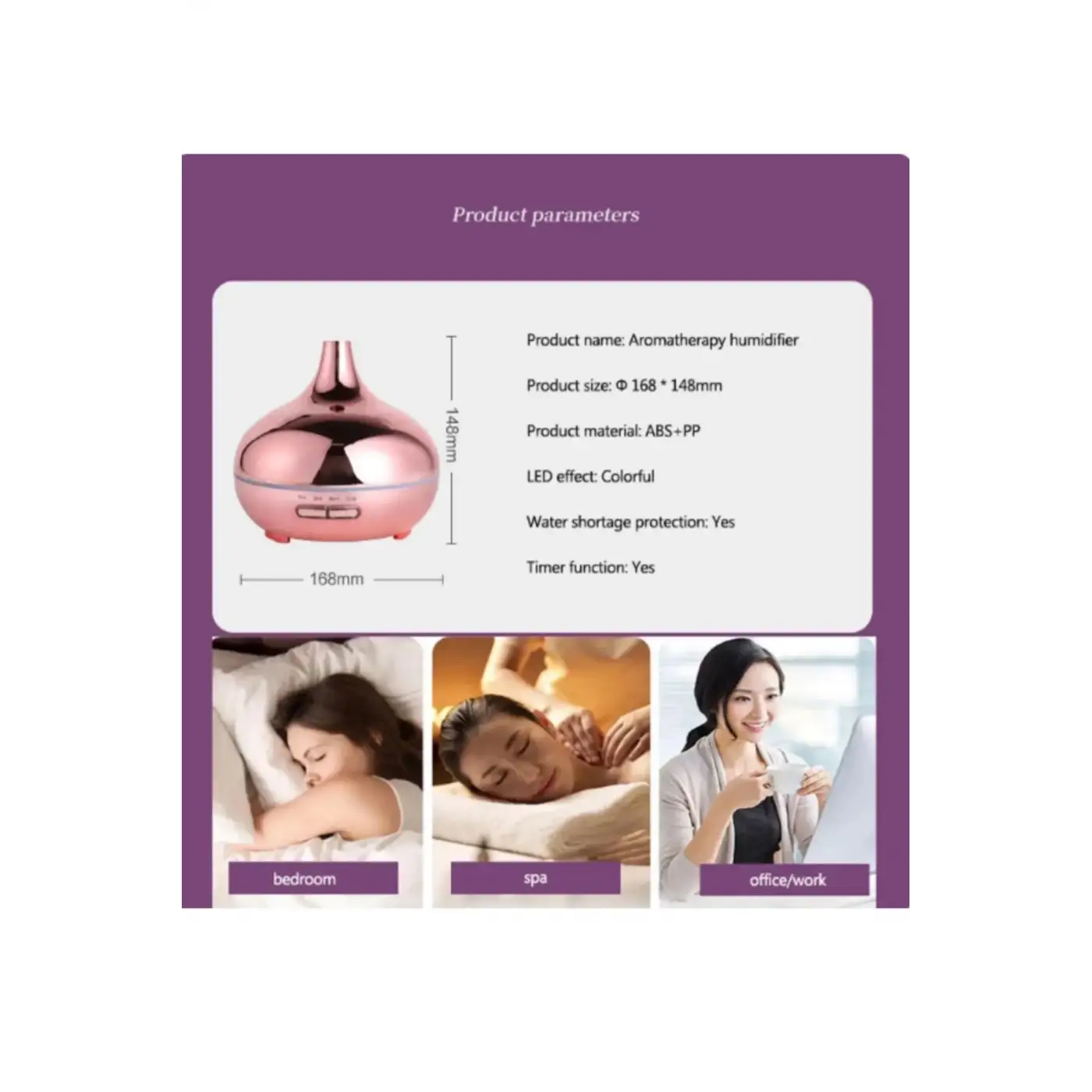 Hava Nemlendirici Parlak Gold Aromatik Oda Kokusu 550 Ml Kahve Aroma Difüzörü Buhar Nemlendırıcı