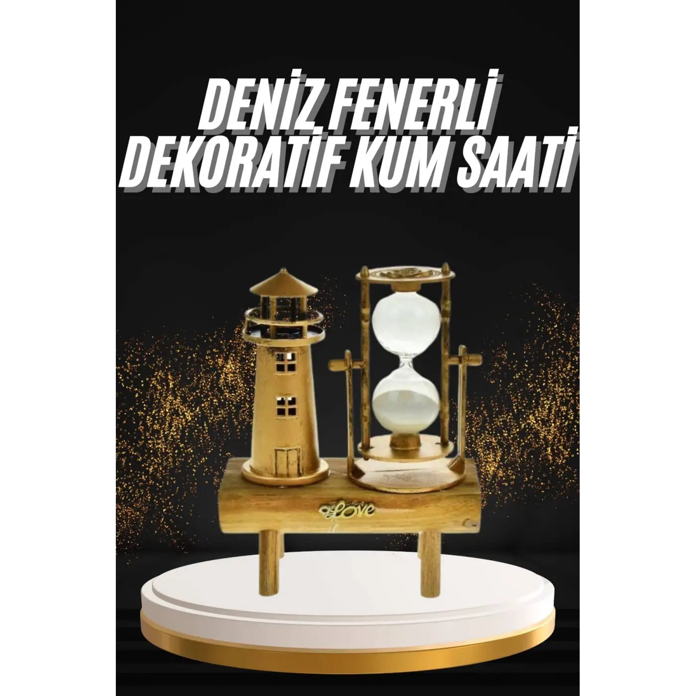 Hediyelik Eşya Retro Deniz Fenerli Kum Saati Ahşap Görünümlü Dekoratif Eşya