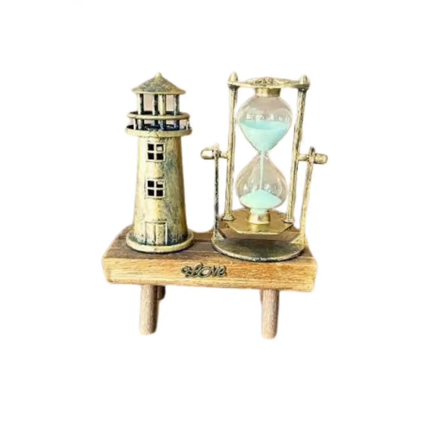 Hediyelik Eşya Retro Deniz Fenerli Kum Saati Ahşap Görünümlü Dekoratif Eşya