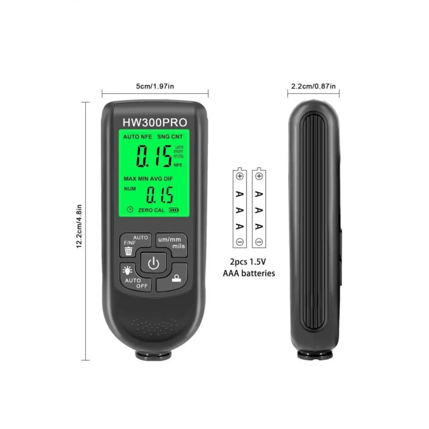 HW-300PRO Oto Boya Kalınlık Ölçer Fe NFe 2000µm + 2 Fonksiyonlu Bardak Tutucu Hediyeli