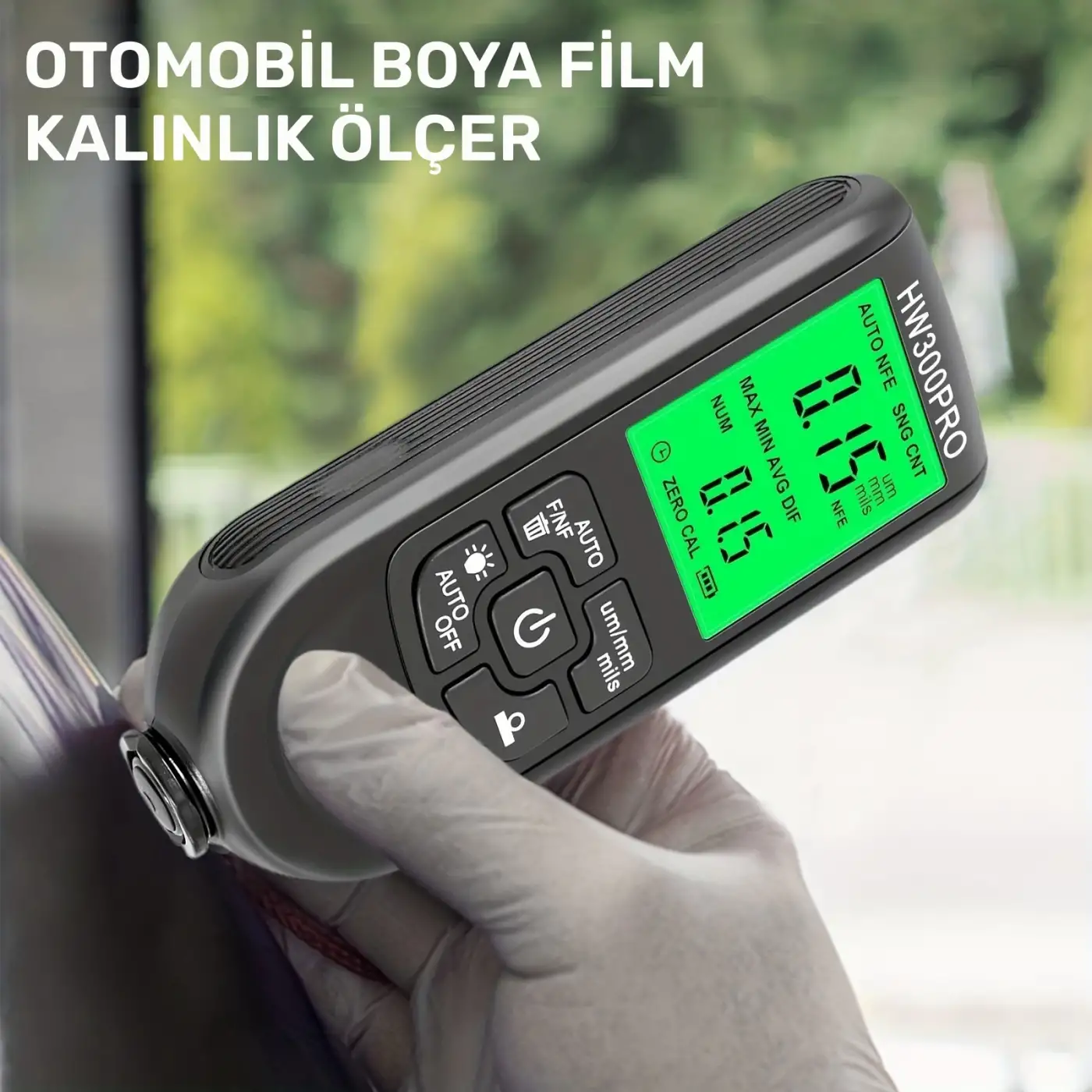 HW-300PRO Oto Boya Kalınlık Ölçer Fe NFe 2000µm + 2 Fonksiyonlu Bardak Tutucu Hediyeli