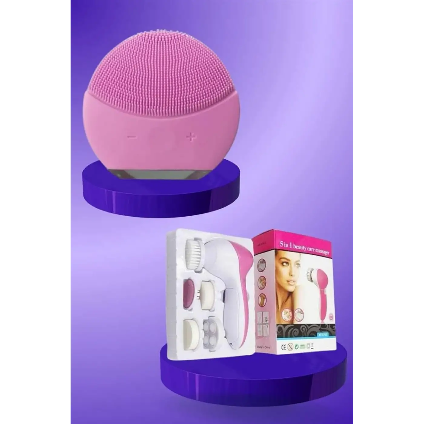 İkili Cilt Bakım Seti 5 Başlıklı Yüz Temizleme ve Masaj Aleti Canlandırıcı ve Onarıcı
