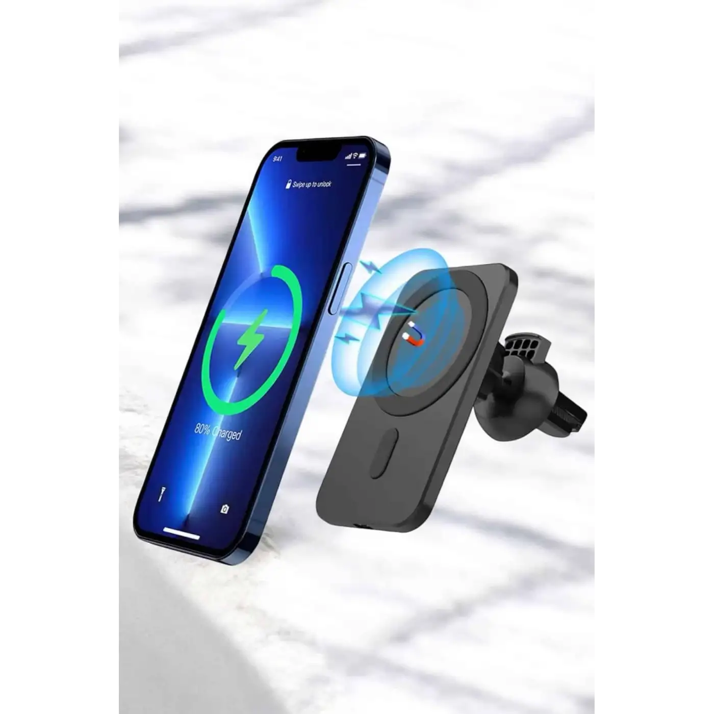 İOS Uyumlu Manyetik Tasarım Magsafe İphone 12/13/14/15 araç şarjı