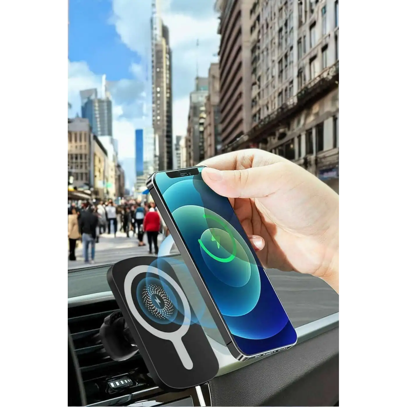 İOS Uyumlu Manyetik Tasarım Magsafe İphone 12/13/14/15 araç şarjı