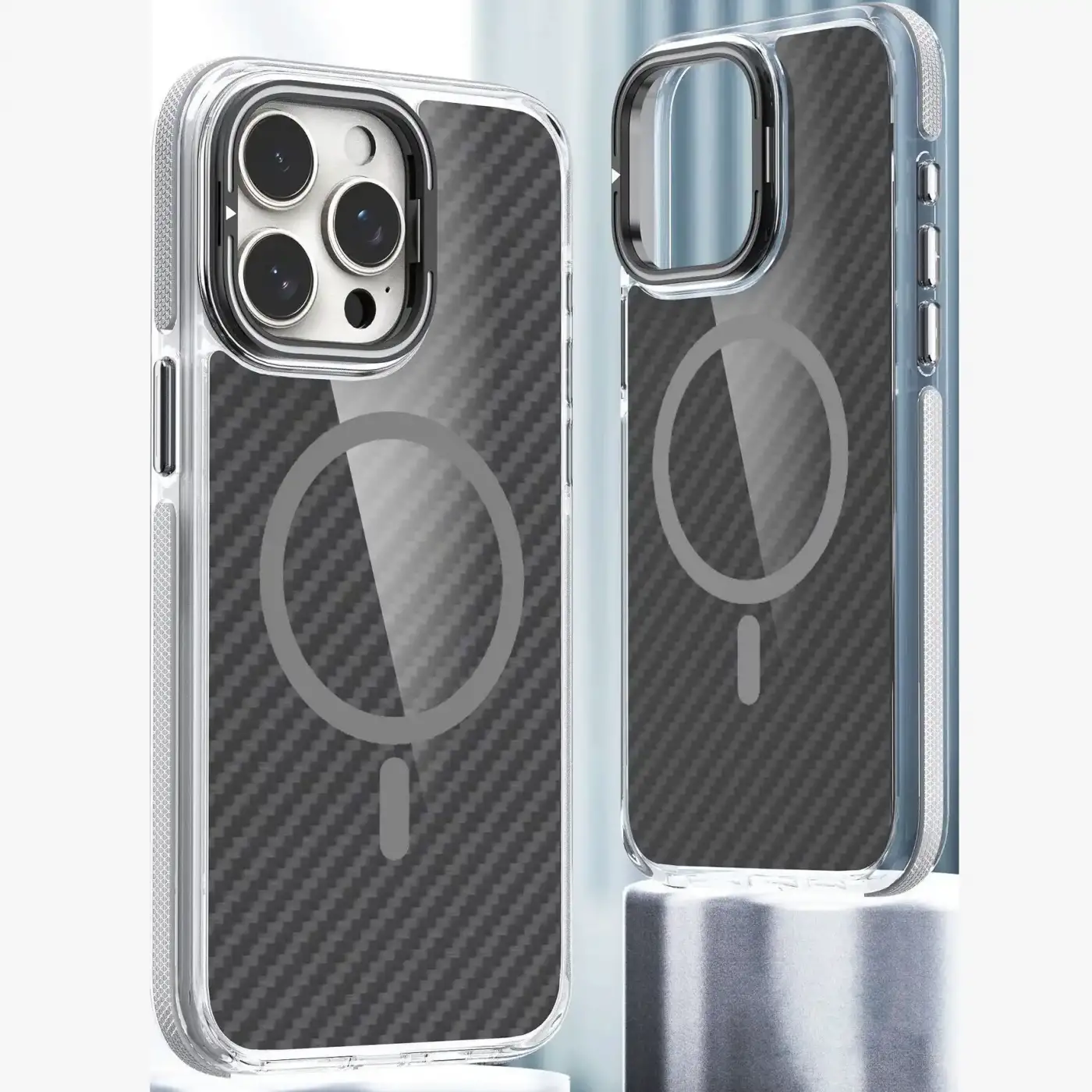 iPhone 15 Pro Max – Kutulu Karbon Fiber MagSafe Uyumlu Kılıfı Wireless Şarj Özellikli
