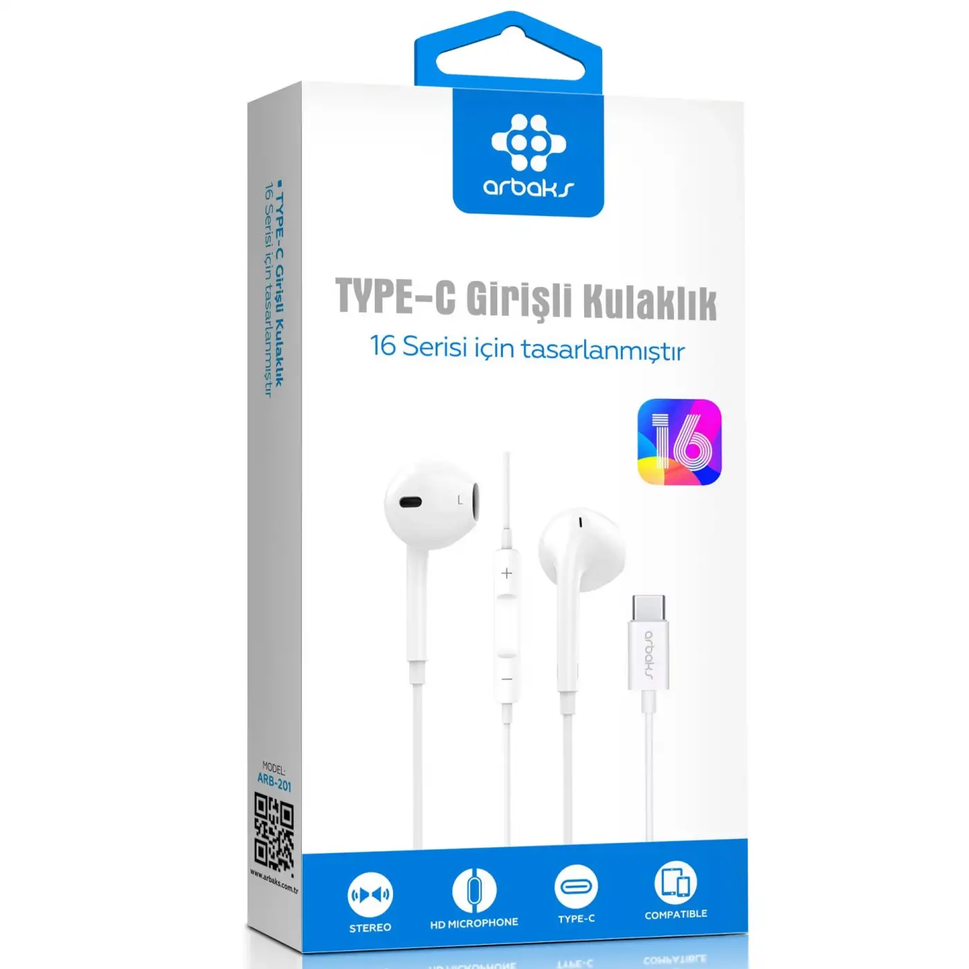 İphone 16 Pro Max “Tüm Telefonlara Uyumlu”(Type-c) Kulaklık Arbaks Arb-201