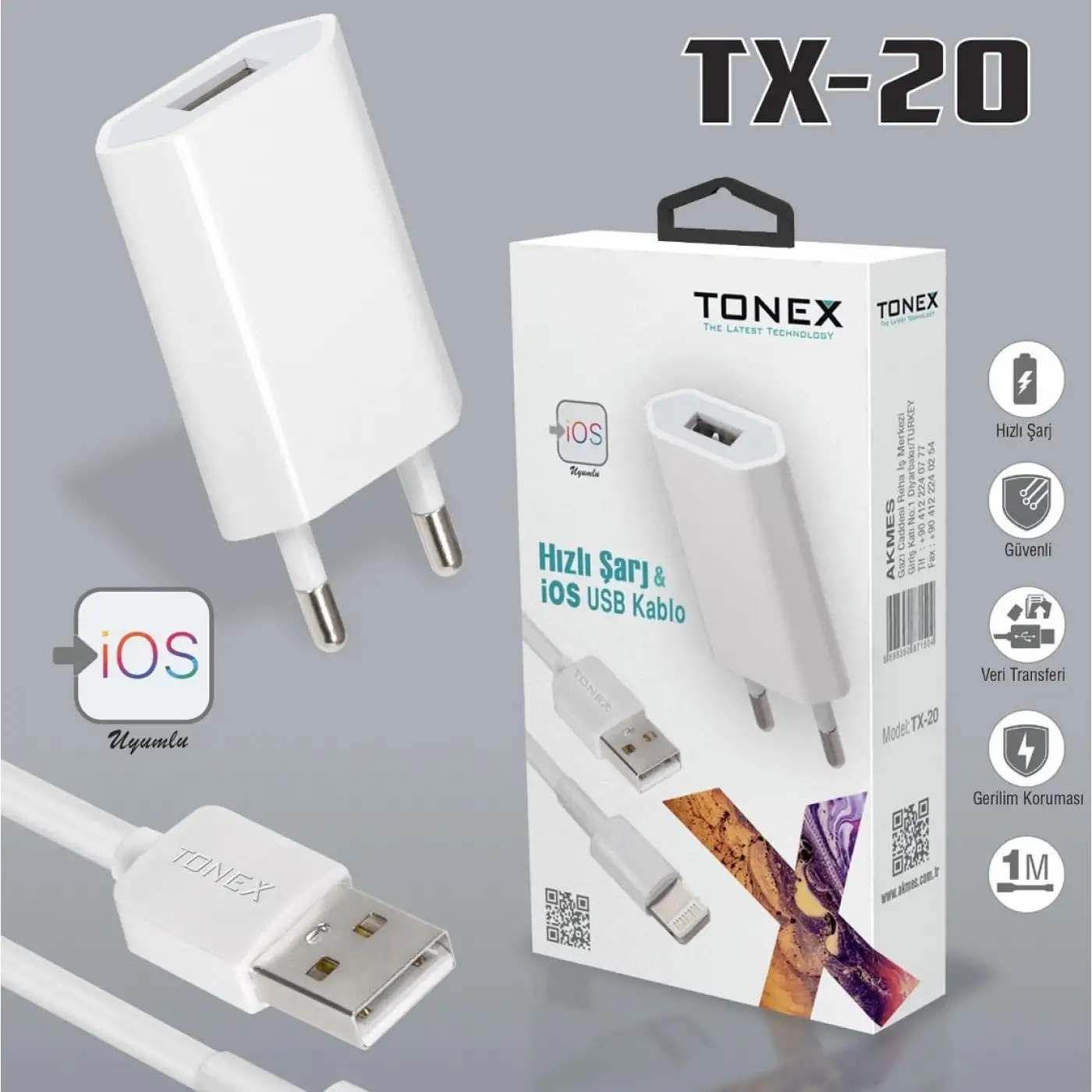 İphone Kablolu Şarj Aleti + Kablo Ansu