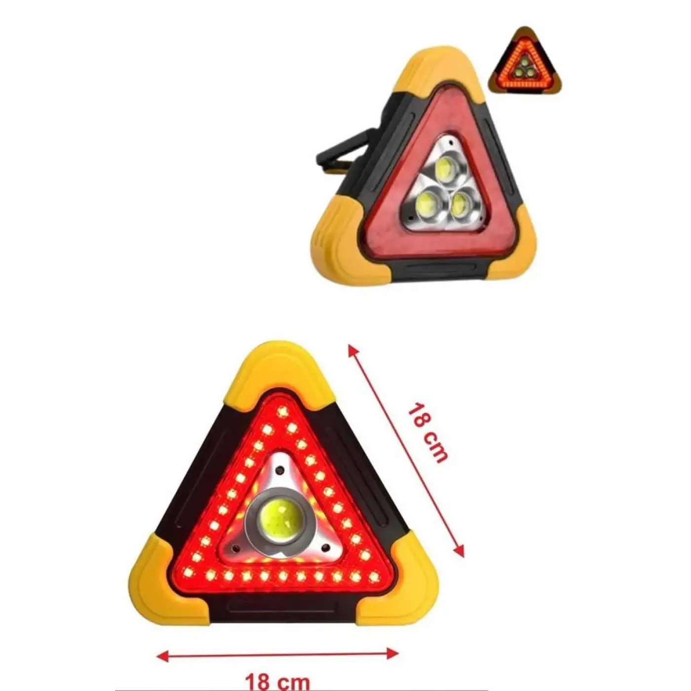 Işıklı İkaz Lambası Reflektör Şarjlı Işıklı Üçgen LED Acil Durum Feneri
