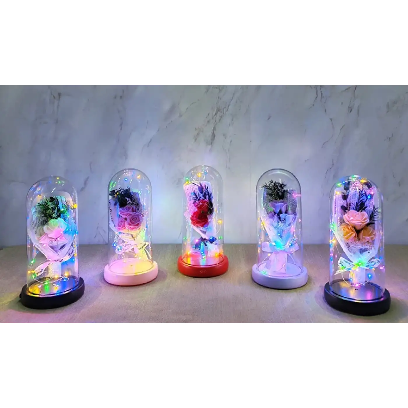 Işıklı Müzikli Romantik Gül Buketi