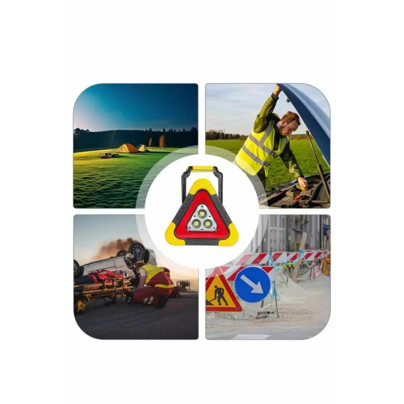 Işıklı Üçgen Reflektör Led Projektör Acil Durum Feneri Flaşör 500 Lümen