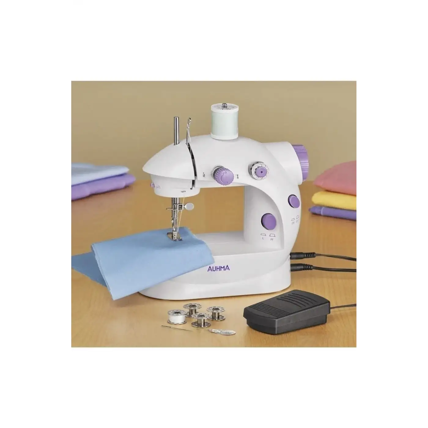 Işıklı Pedallı Dikiş Makinesi Mini Asw1 Beyaz Nakış