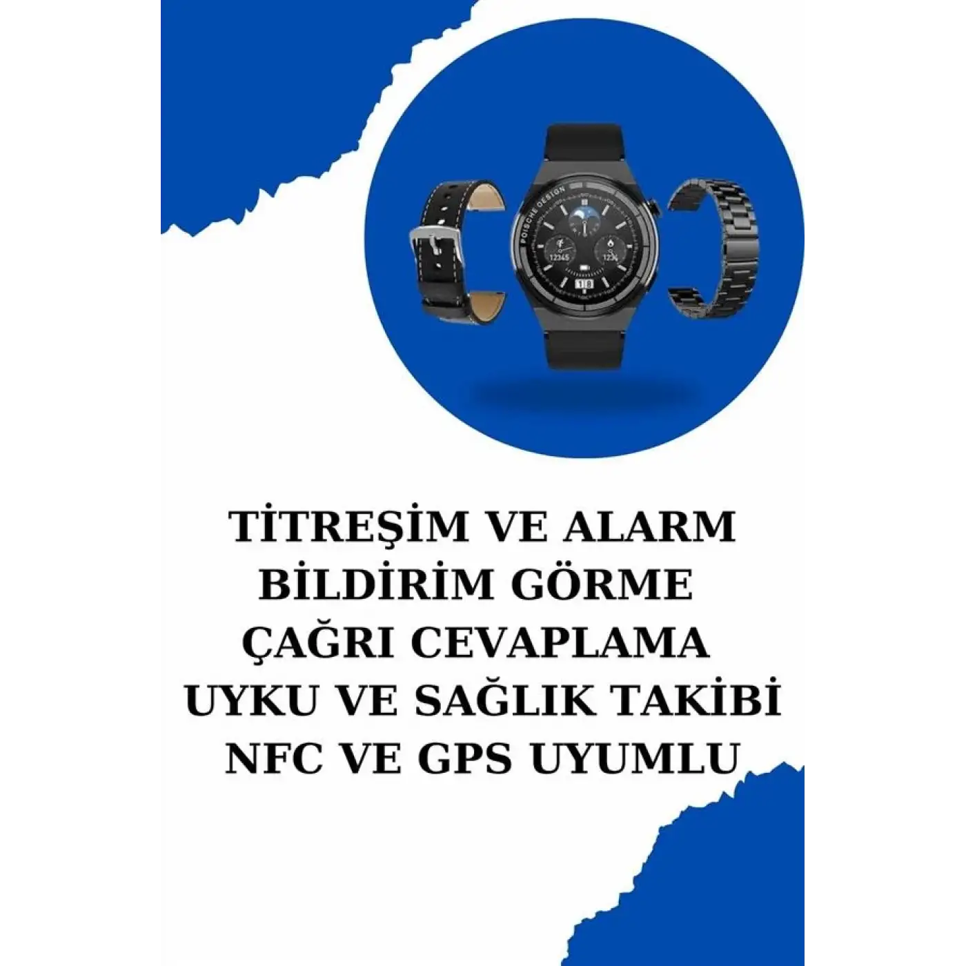 Kablosuz Bluetooth Bağlantılı Kulaklık ve Dokunmatik Ekran Akıllı Saat Arama Cevaplama