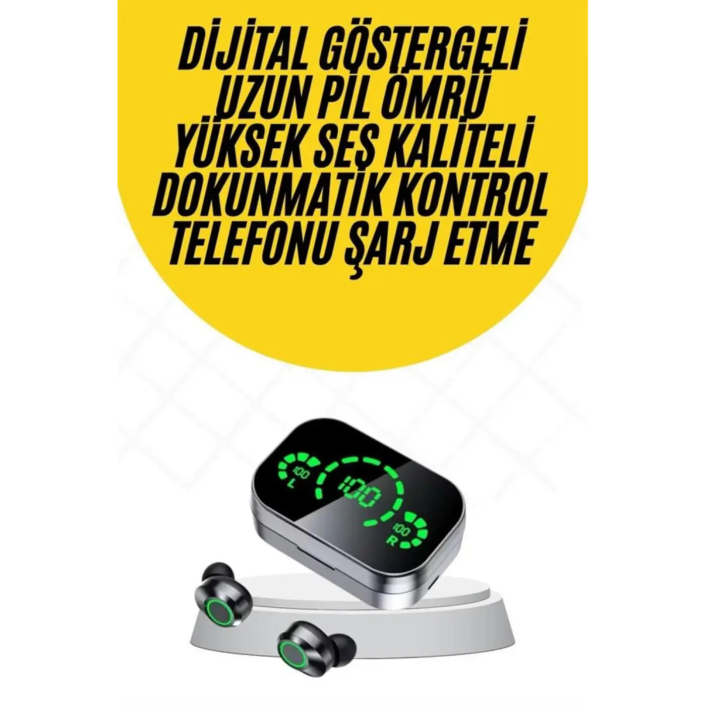 Kablosuz Bluetooth Kulaklık Çift Telefon Destekli Powerbankli Dijital Göstergeli