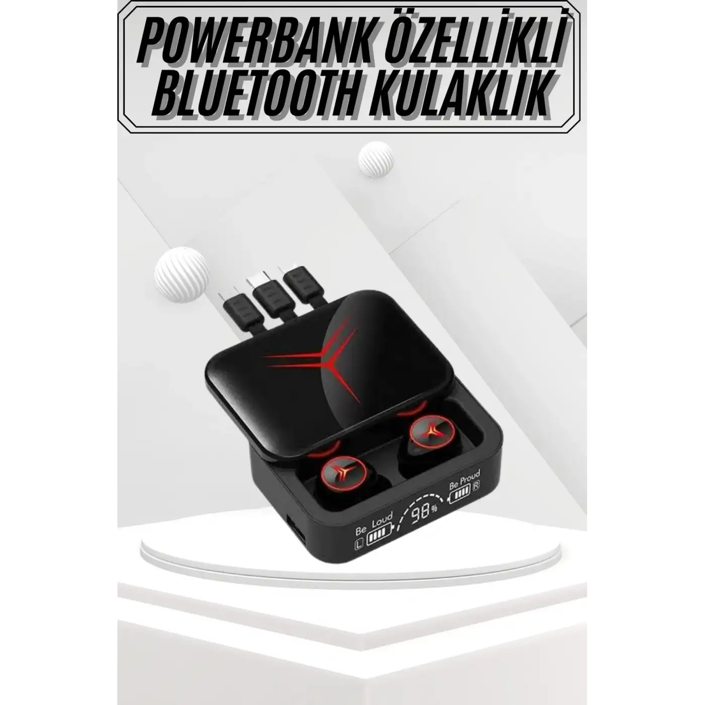 Kablosuz Bluetooth Kulaklık Powerbank Özellikli Göstergeli Hd Mikrofon