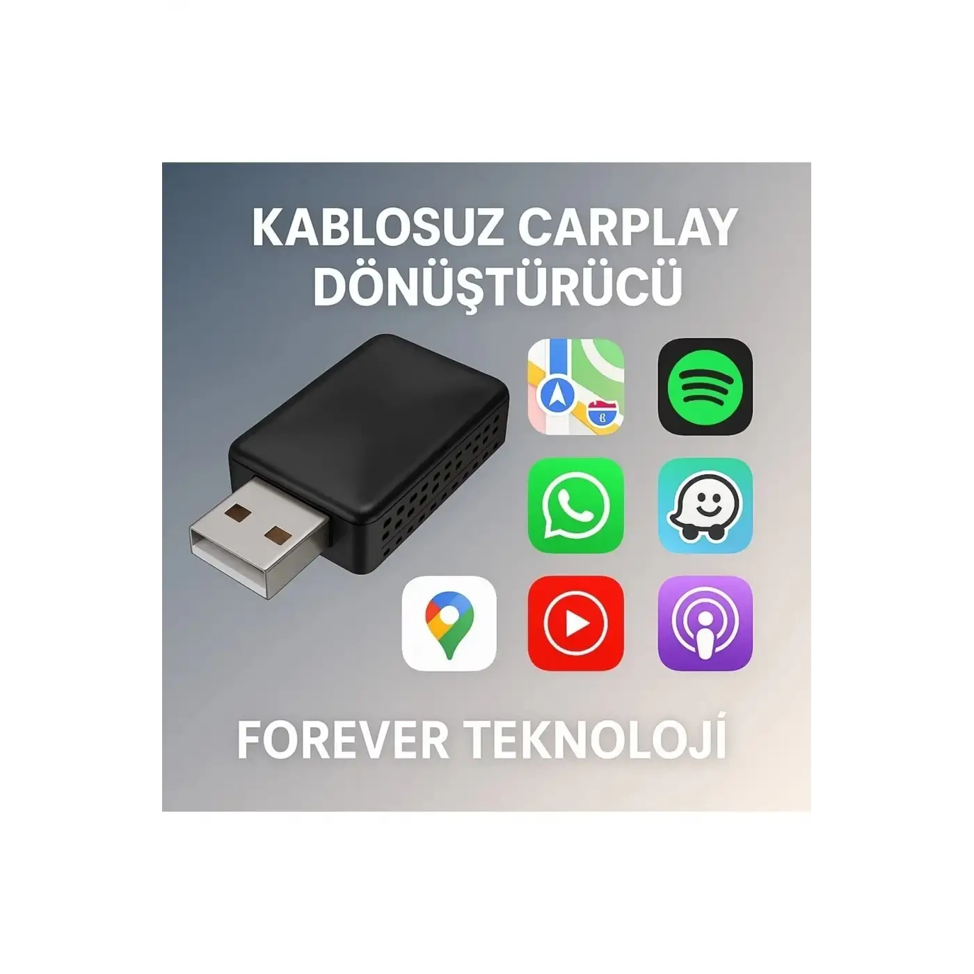 Kablosuz CarPlay & Android Auto Adaptörü - Apple ve Android Cihazlar İçin Evrensel Wireless Carplay Çevirici