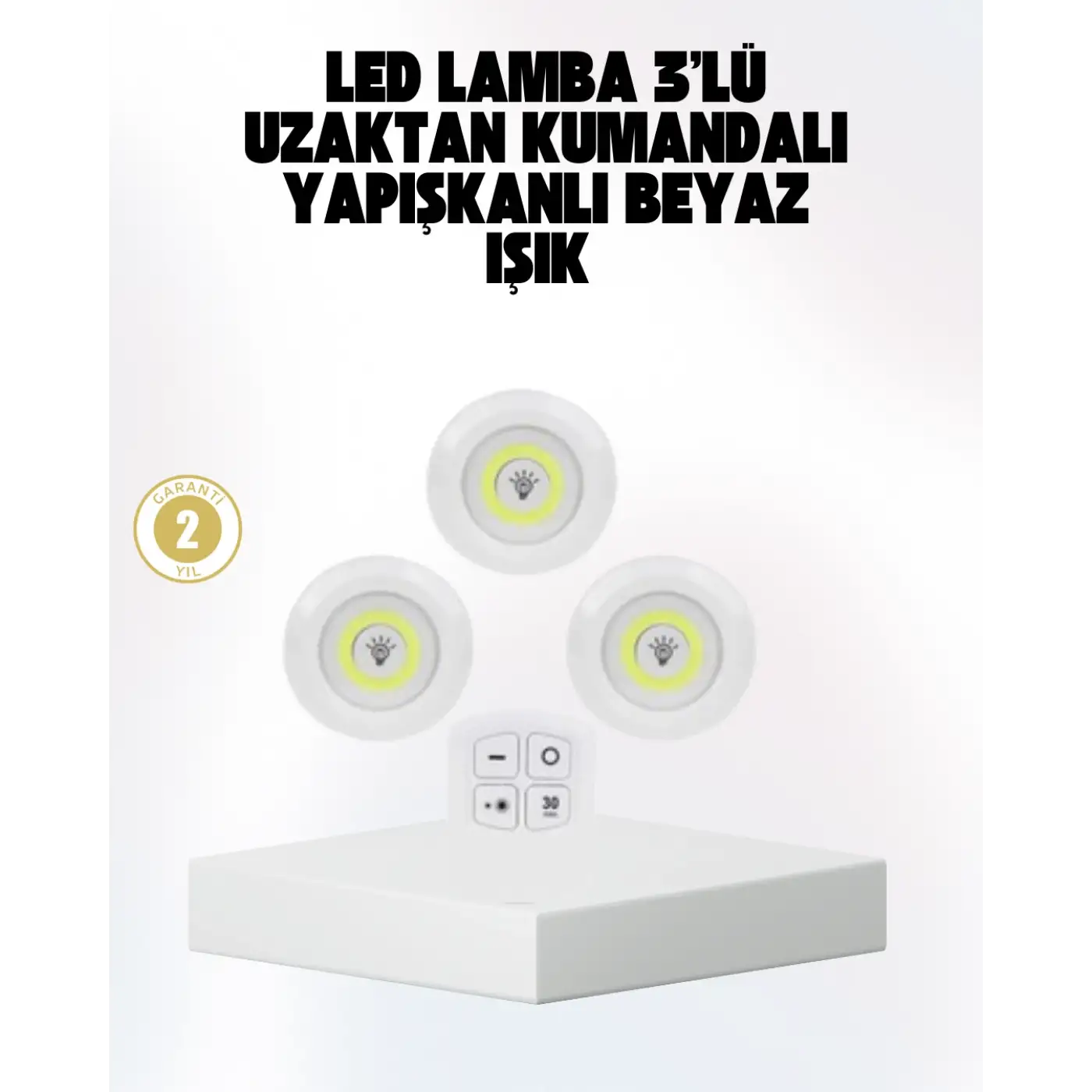 Kablosuz Gün Işığı 3’lü LED Spot Lamba Kumandalı