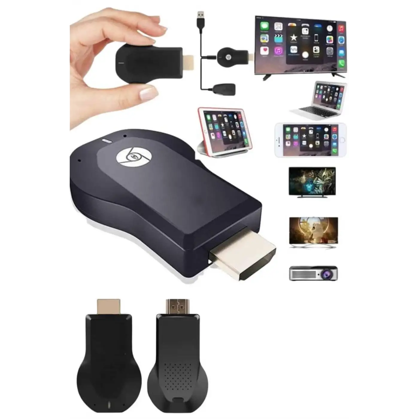 Kablosuz Hdmı Ses Ve Görüntü Aktarıcı Kolay Taşınabilir Yüksek Çözünürlüklü