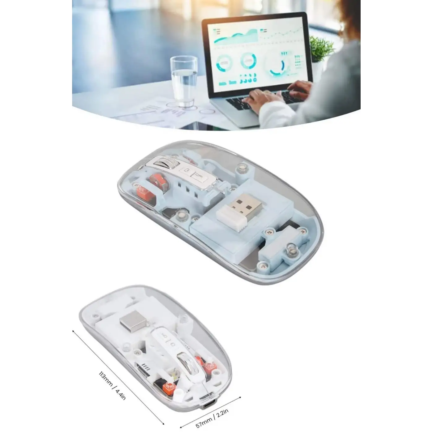 Kablosuz Mouse Fare Şarjlı Bluetooth Wireless Çift Modlu Sessiz