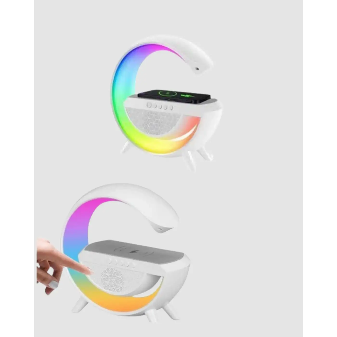 Kablosuz Şarjlı Bluetooth Hoparlör ve Gece Lambası – NFC, FM Radyo, RGB Işık