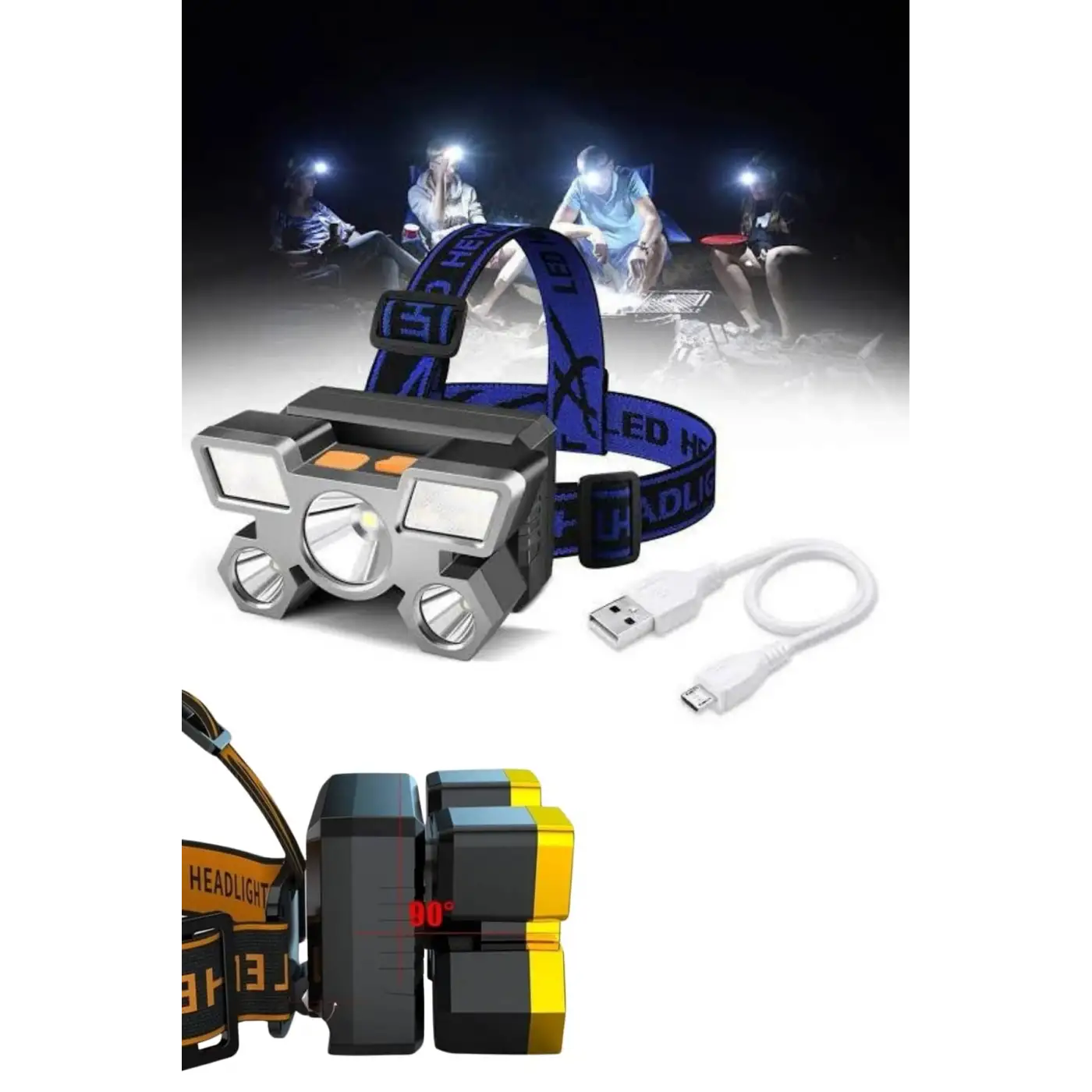 Kafa Lambası 800 Lümen 4 Mod Yüksek Işık Flaşörlü Şarjlı Led Lamba