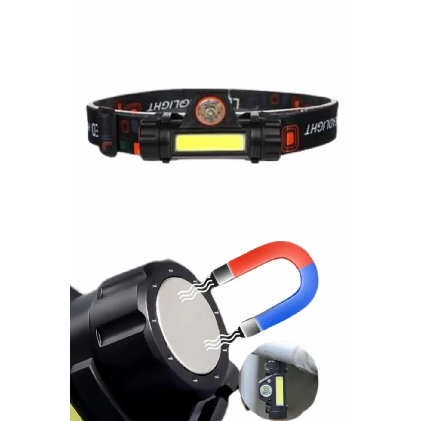 Kafa Lambası Çalışma Işığı Süper Parlak Mıknatıslı Lityum Lion Pilli