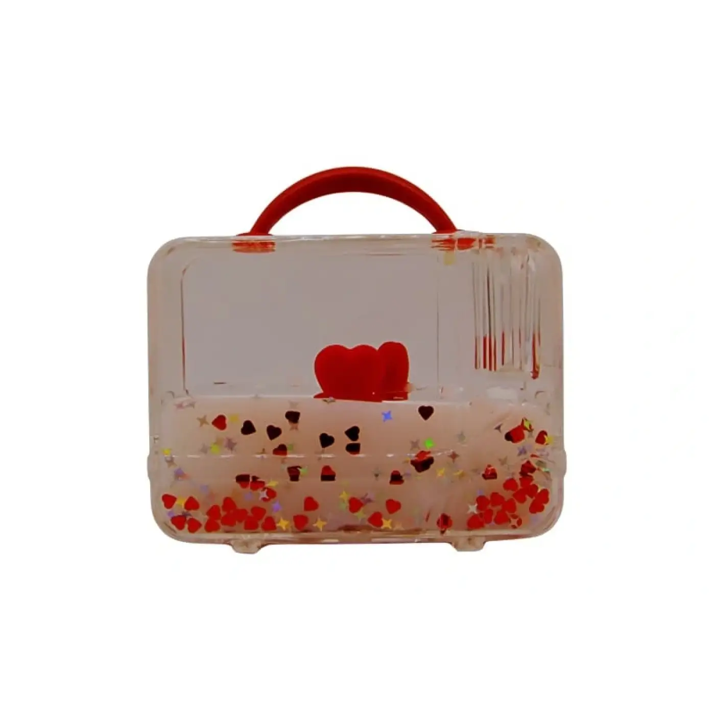 Kalpli Sıvı Işıltılı Dekoratif Biblo Valiz