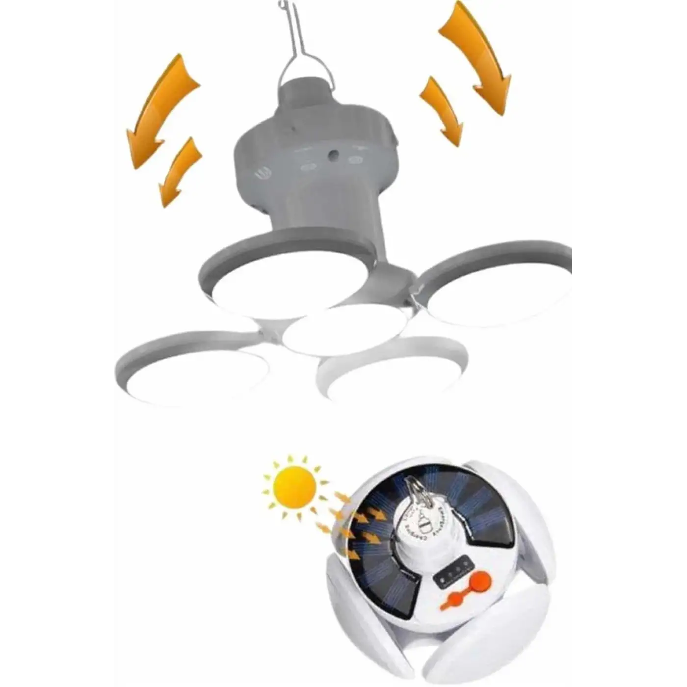 Kamp Lambası Güneş Enerjili Solar 5 Kanatlı Katlanır Lamba Karavan