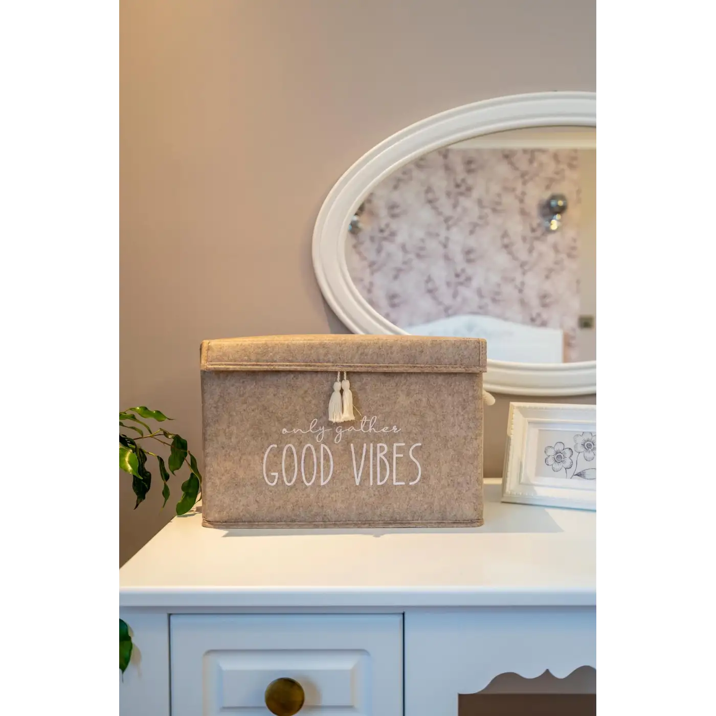 Kapaklı Püskül Detaylı Düzenleyici Çok Amaçlı Organizer Keçe Sepet (mini) - 03495