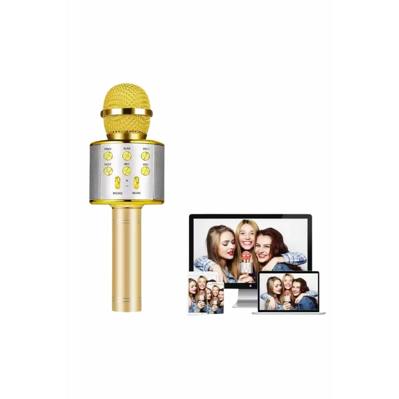 Karaoke Mikrofon Bluetooth Bağlantılı Aux Girişli Uzun Pil Ömrü Yüksek Ses Kaliteli