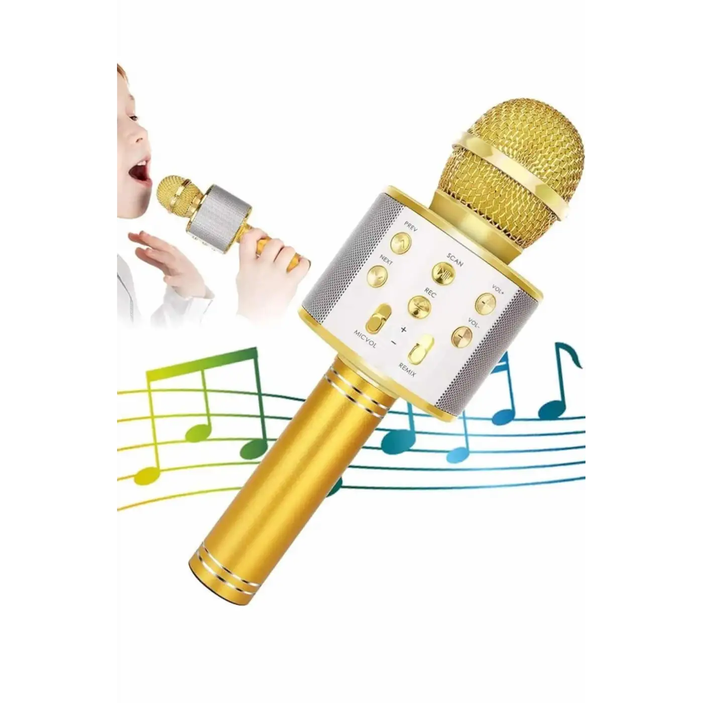 Karaoke Mikrofon Dahili Hoparlörlü Sd-usb-aux Girişli Bluetooth Hoparlör
