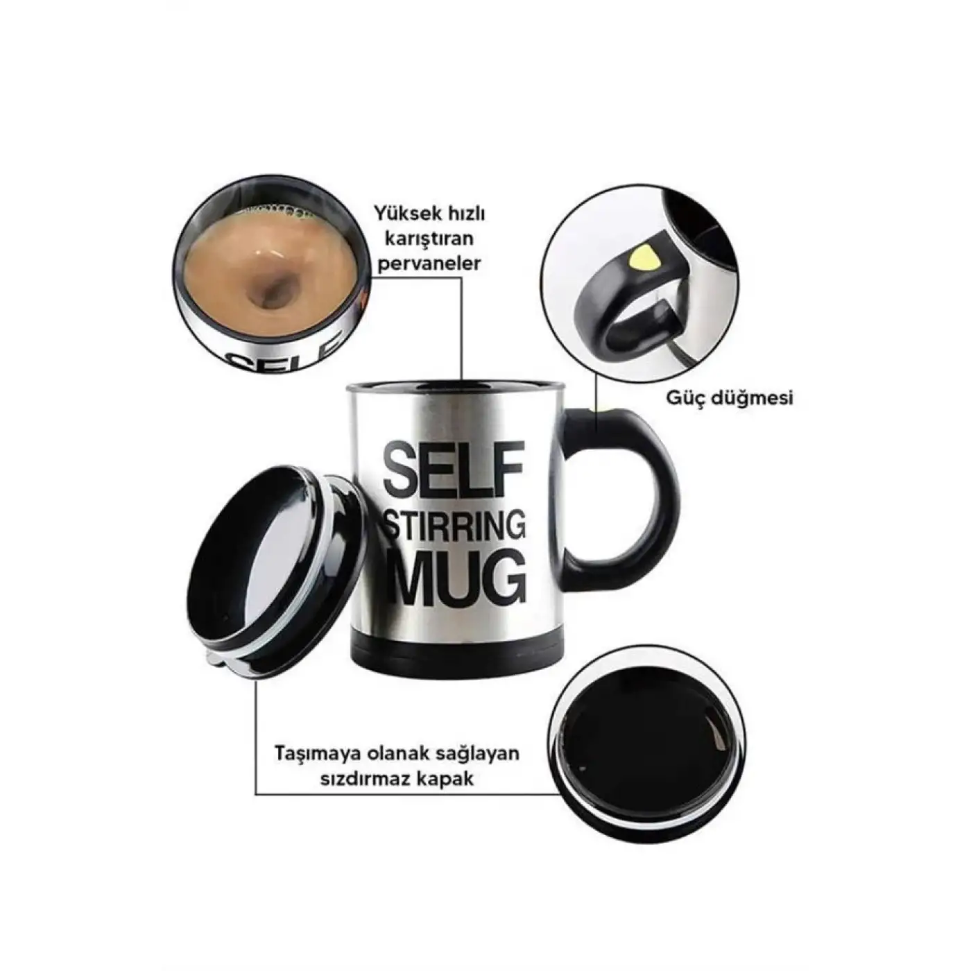 Karıştırıcı Özellikli Mikser Kupa Bardak Kompakt Taşınabilir Mug