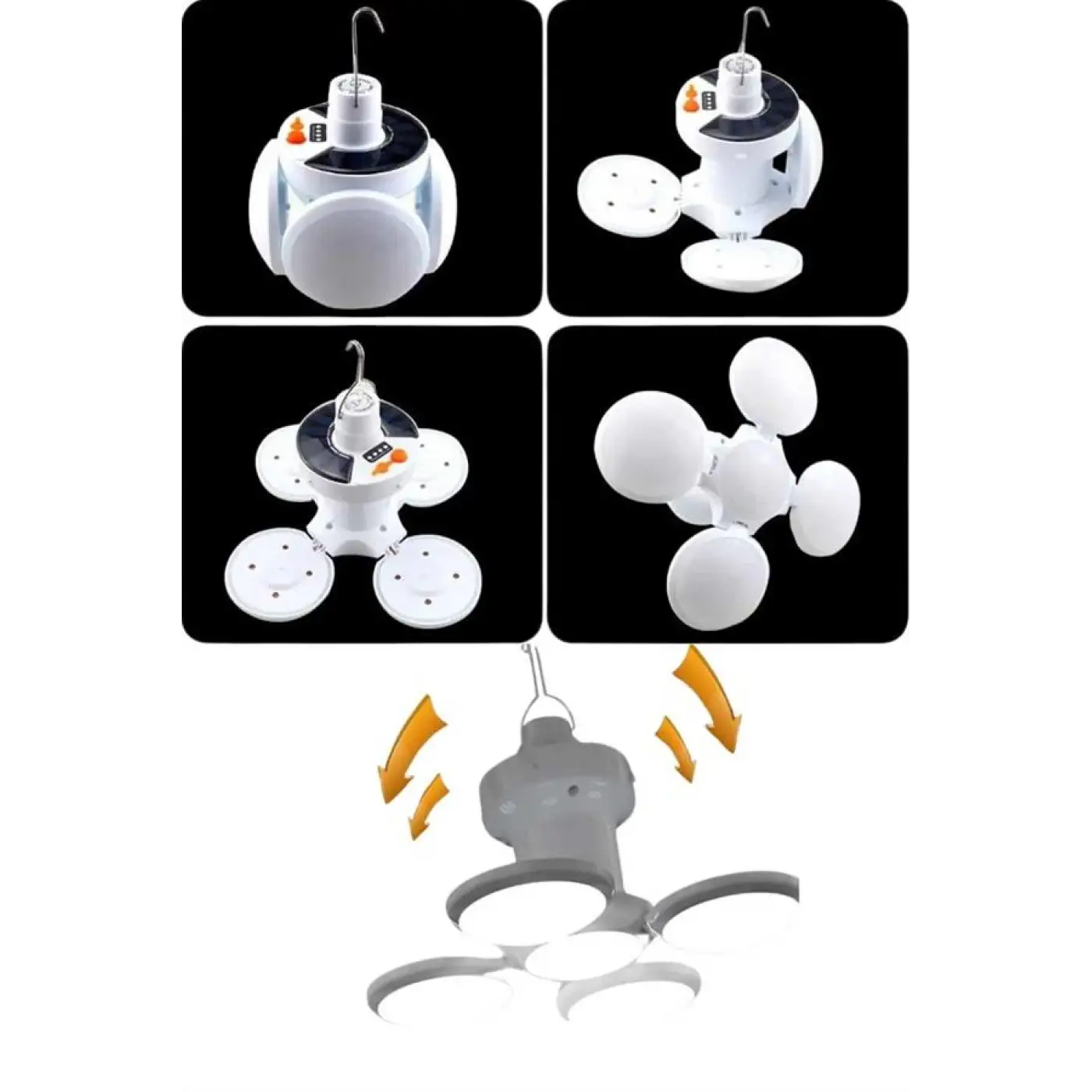 Katlanabilir Askılı Kamp Lambası 5 Kanatlı Pratik Güneş Enerjili