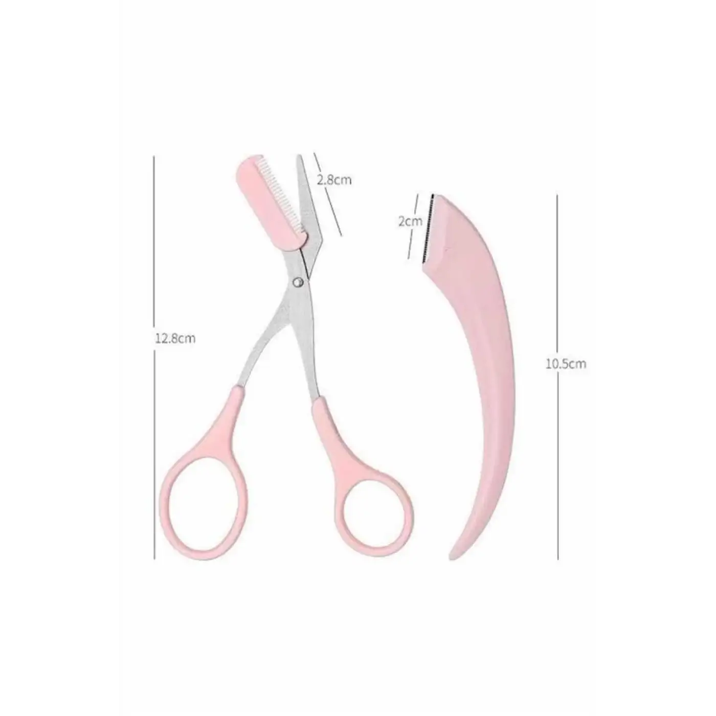 Kavisli Kaş Düzeltici Seti Kaş Makası ve Kaş Usturası Paslanmaz Çelik Bıçaklı