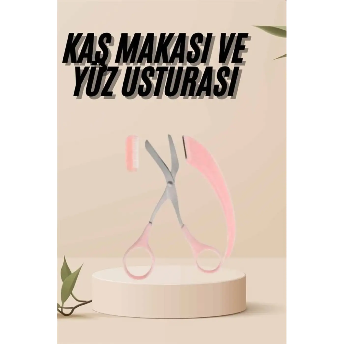 Kavisli Kaş Kirpik Düzeltici Bıyık Alma Taraklı Kaş Makası Yüz Bakım Seti Makas