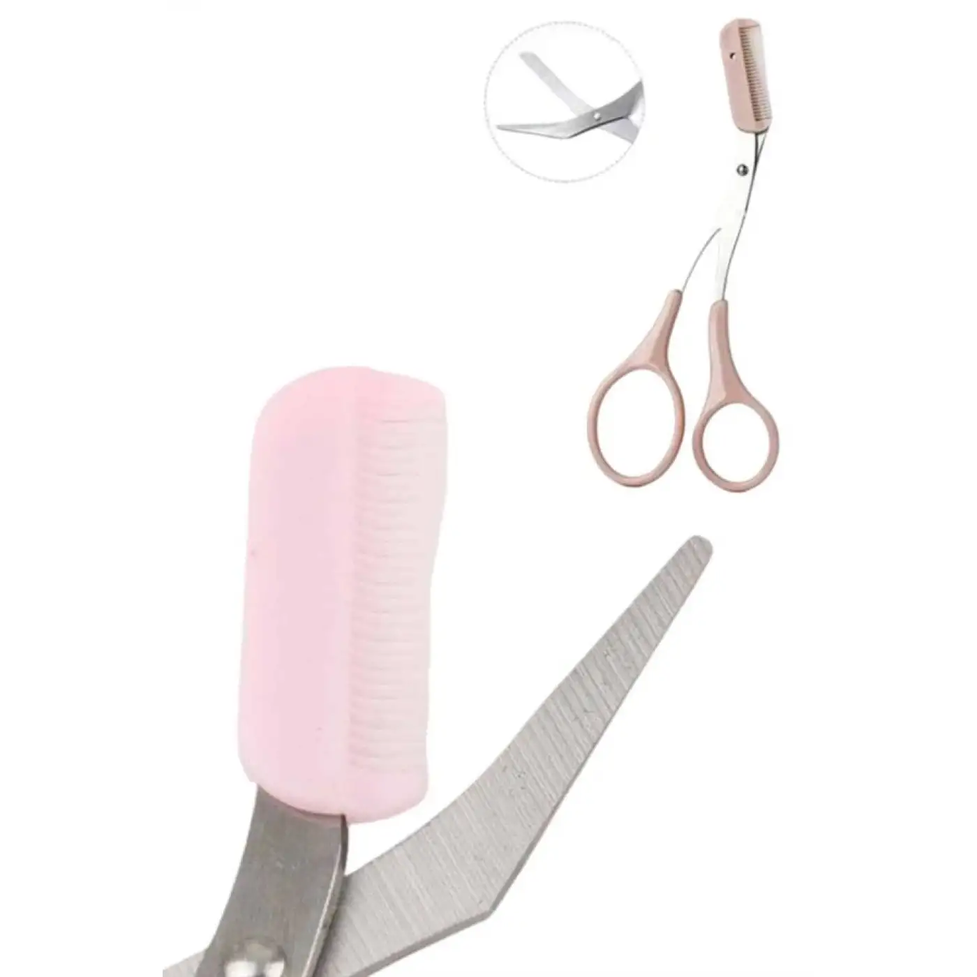 Kavisli Kaş Kirpik Düzeltici Bıyık Alma Taraklı Kaş Makası Yüz Bakım Seti Makas