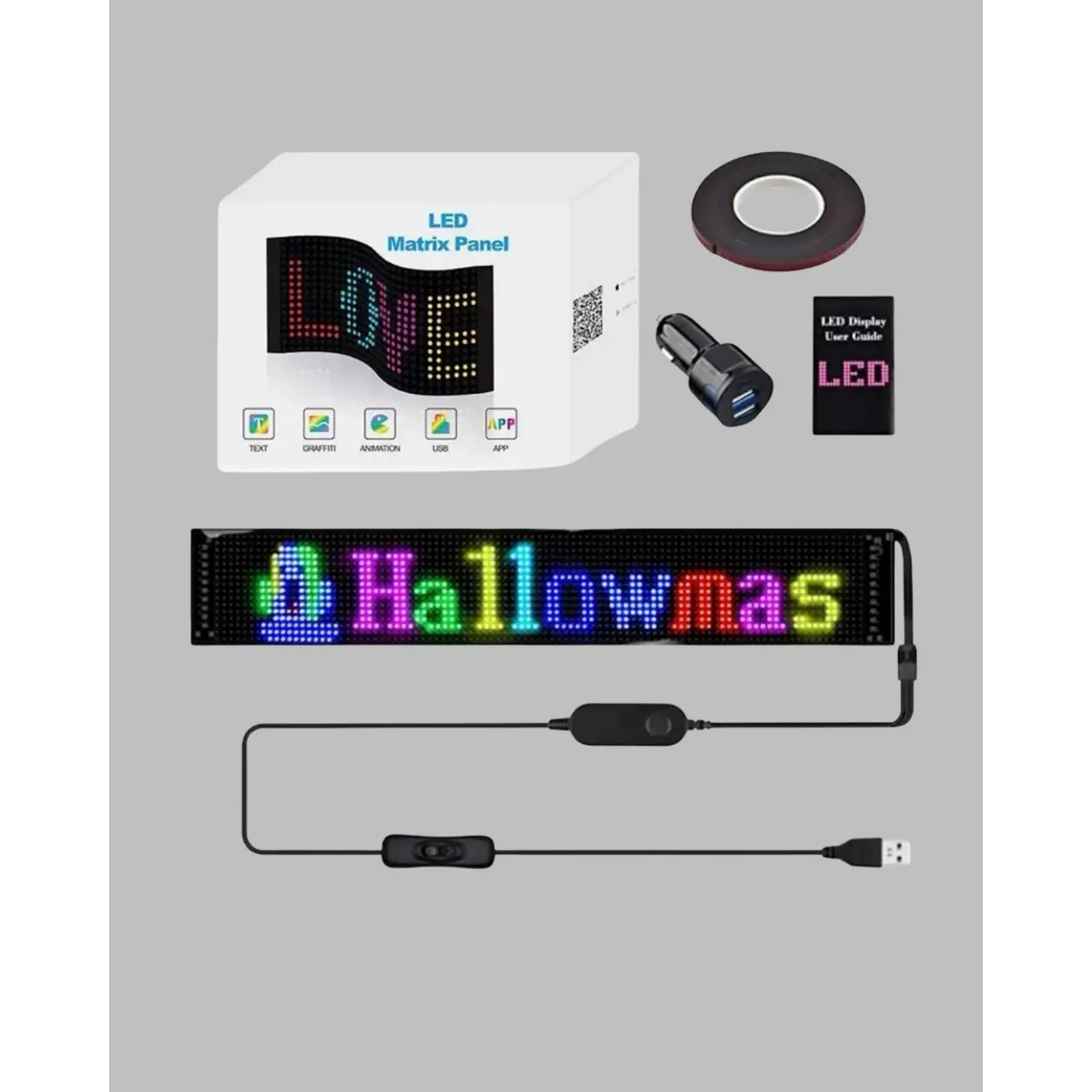 Kayan Yazı Destekli RGB LED Reklam Paneli USB ile Kolay Kurulumlu