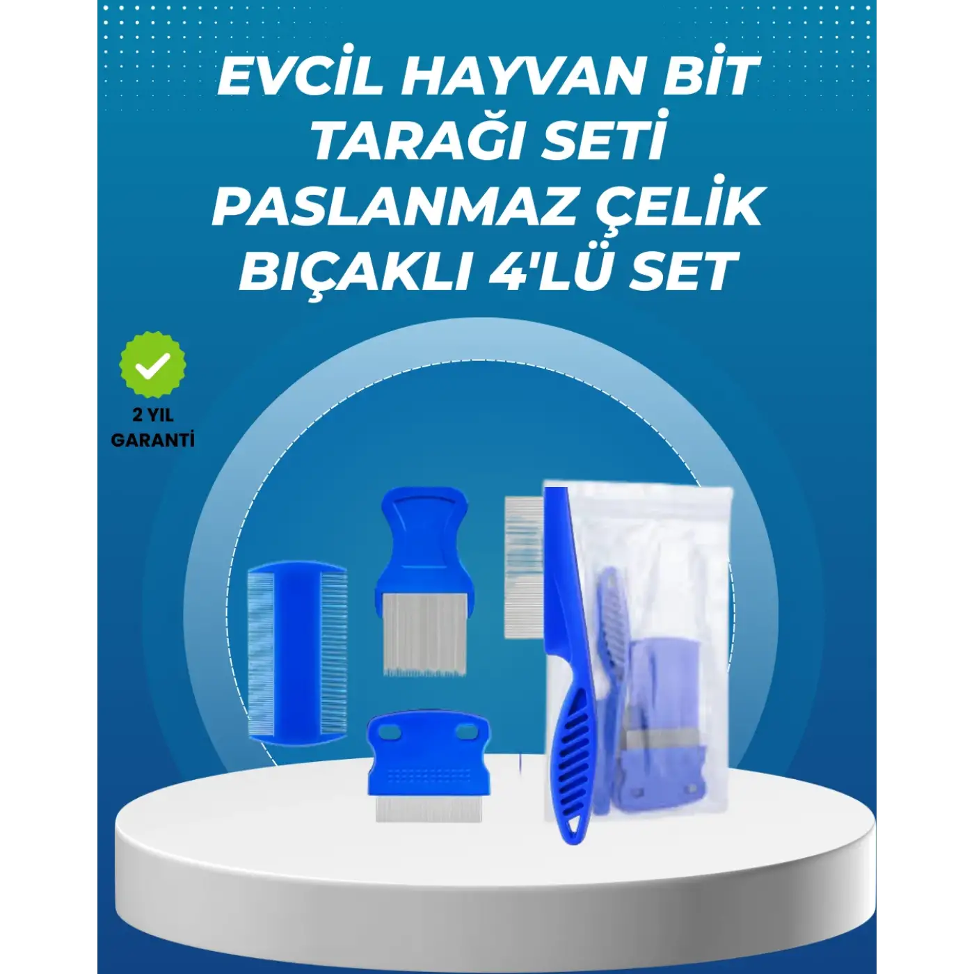 Kedi, Köpek ve Küçük Hayvanlar İçin 4 Parça Ergonomik Tarak Takımı