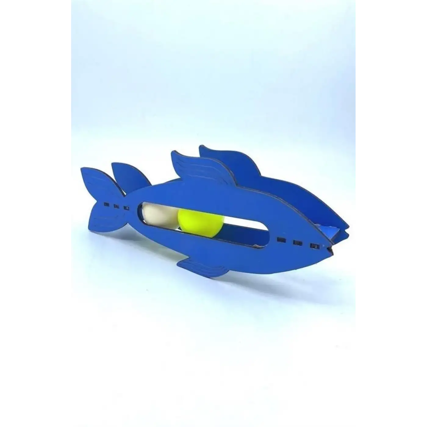 Kediler İçin Ahşap 2 Toplu Eğimli  Sevimli Balık Şeklinde Eğitim Amaçlı Oyuncak