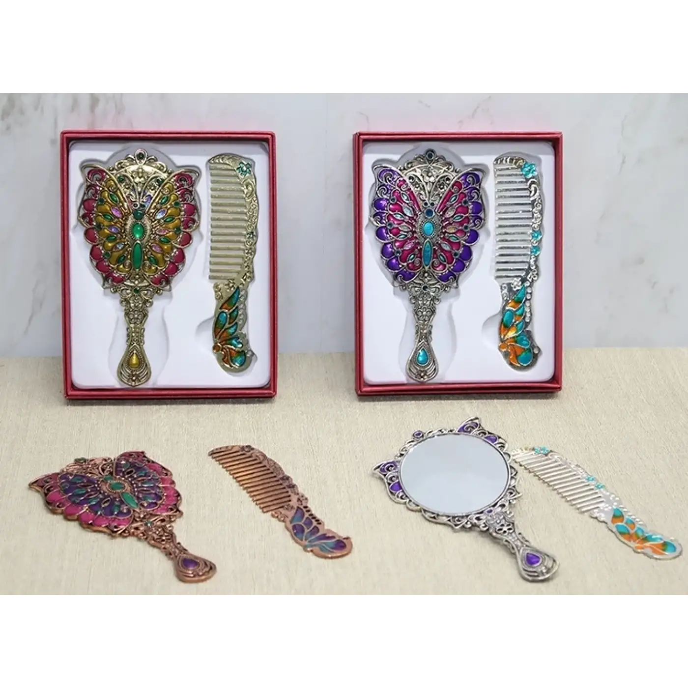 Kelebek Ayna Ve Tarak Seti Küçük Boy Alk4992