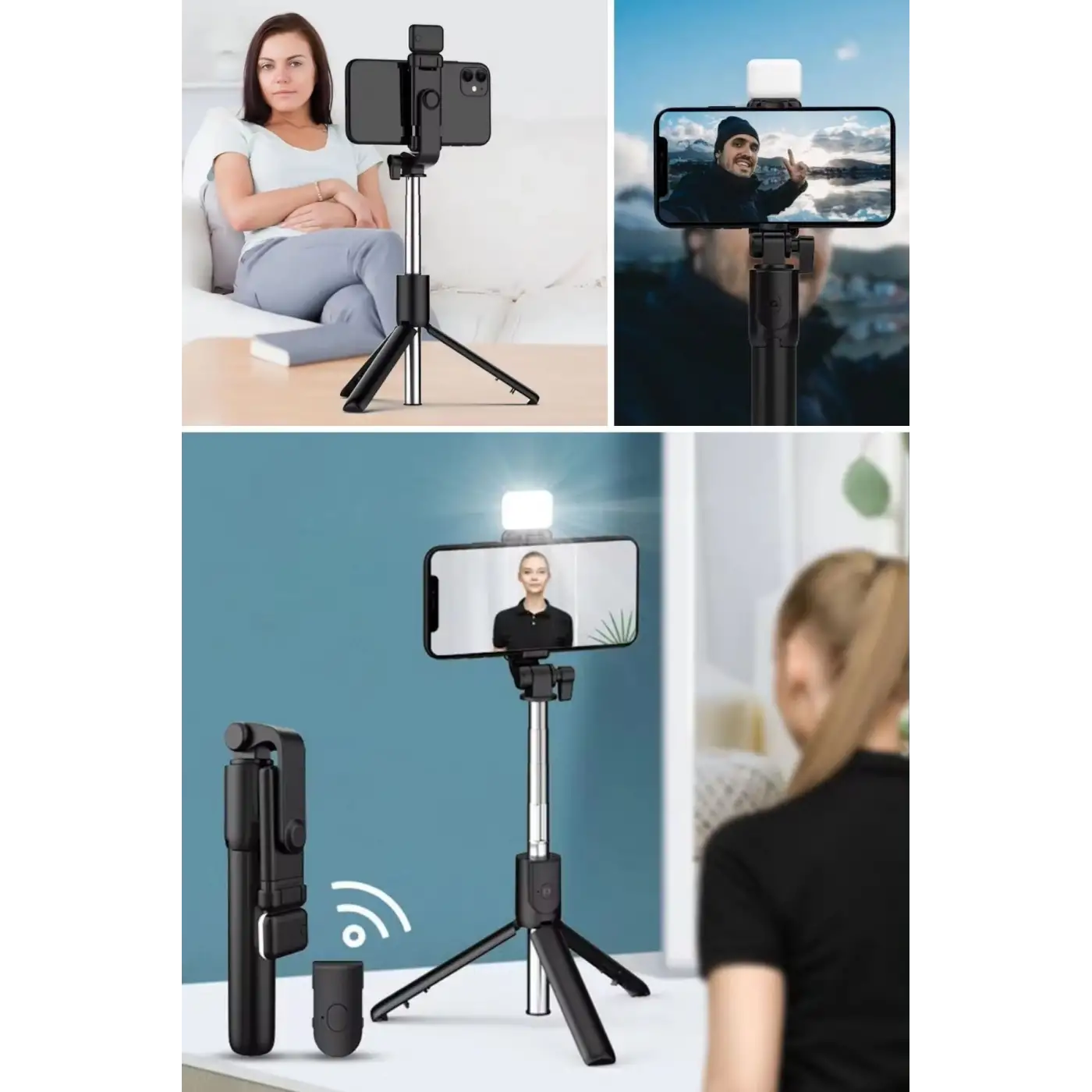Kendiliğinden Led Işıklı Kumandalı Uzayabilen Selfie Çubuğu,masa Üstü Tripod