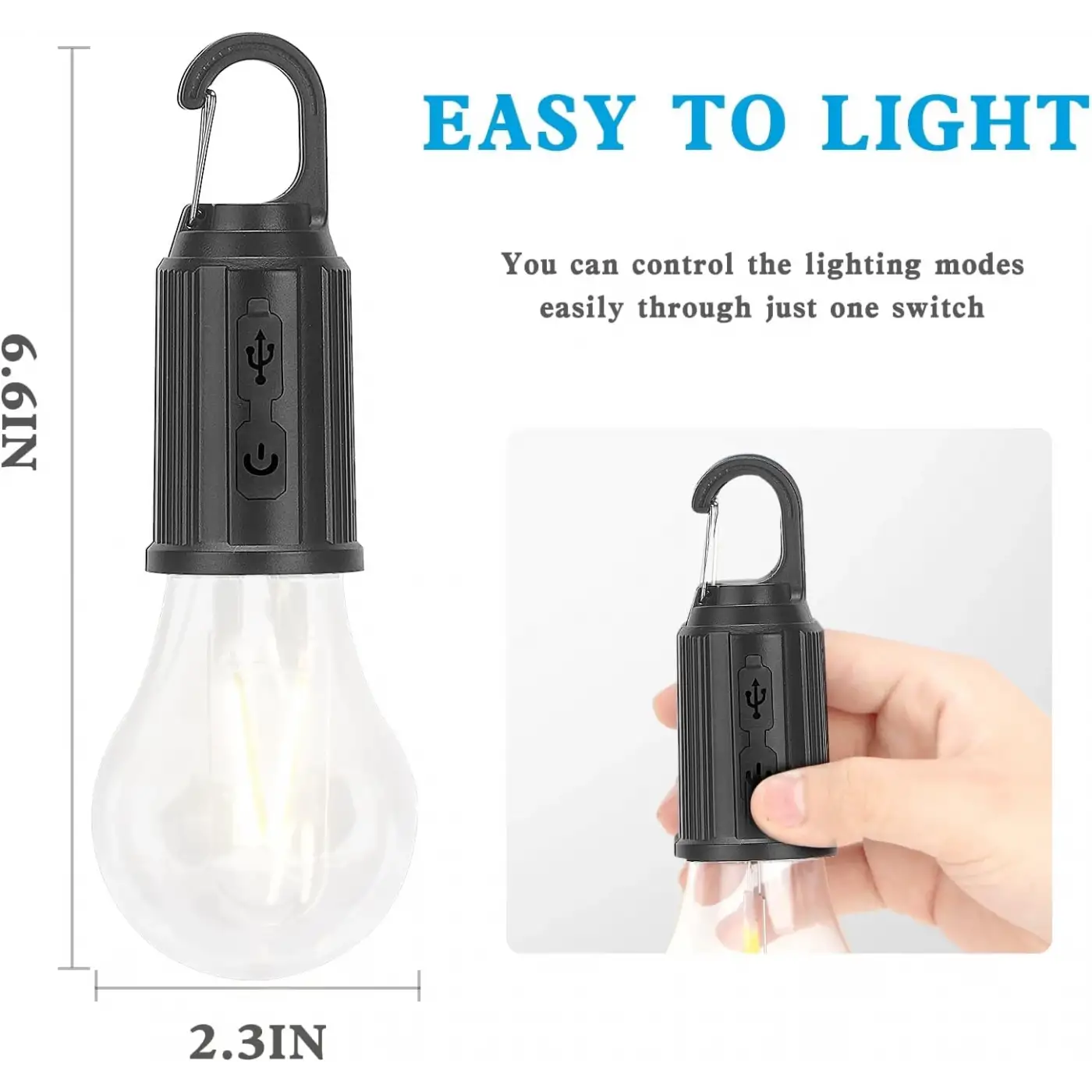 Kırlmaz Şarj Edilebilir Kamp Işığı, Düşük Orta Yüksek 3 Aydınlatma Modu