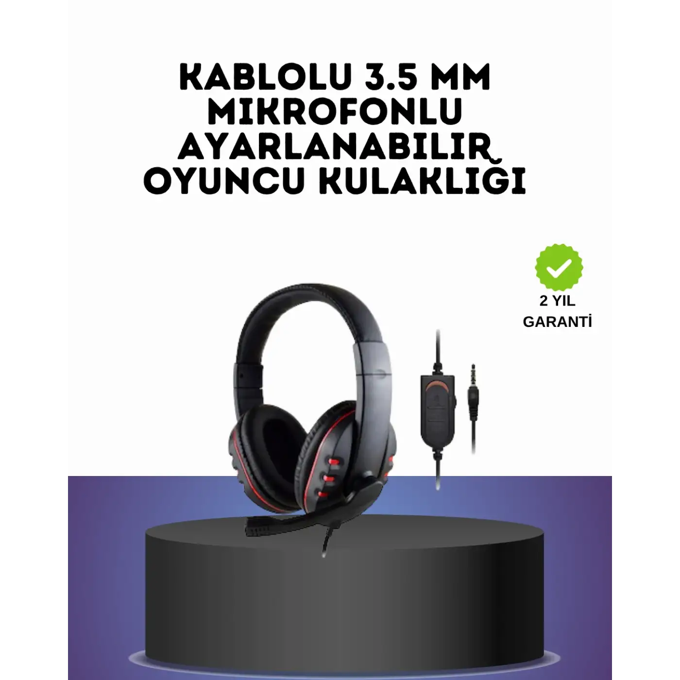Kırmızı  Headset Mikrofonlu Sağlam Kablolu Konforlu