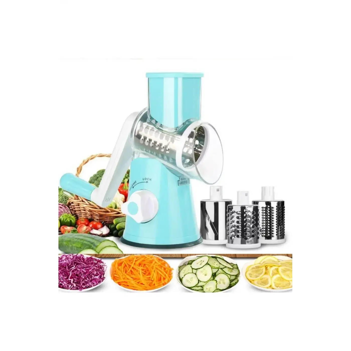 Tutma Kollu Çevirmeli Pratik Kesme ve Rendeleme Drum Grater Pratik Rulo Rende