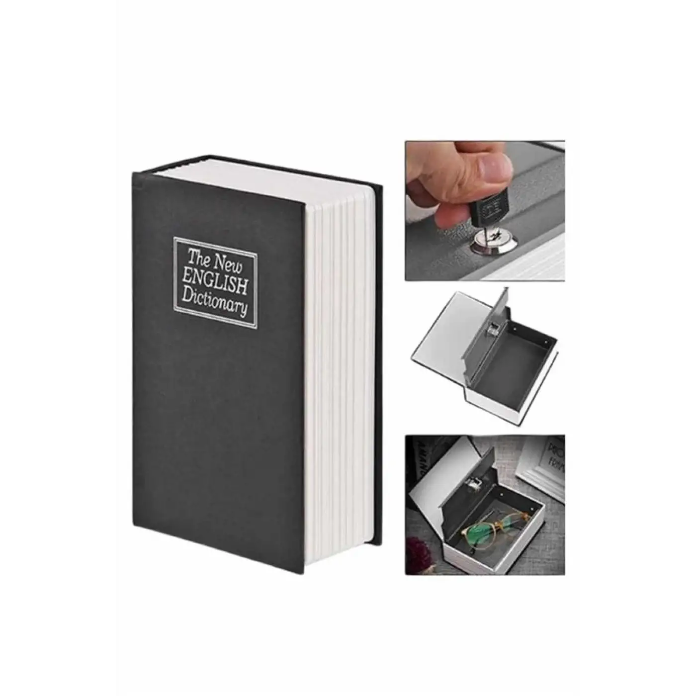 Kitap Görünümlü Gizli Kasa Büyük Boy Anahtarlı Kilitli Para Kasası