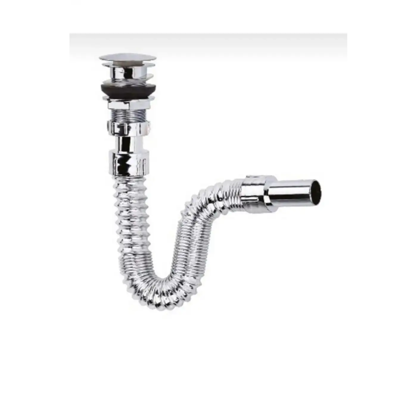 Krom Basmalı Sifon -Körüklü Sifon Bas Stoplu Lavabo Mutfak Sifonu-Paslanmaz